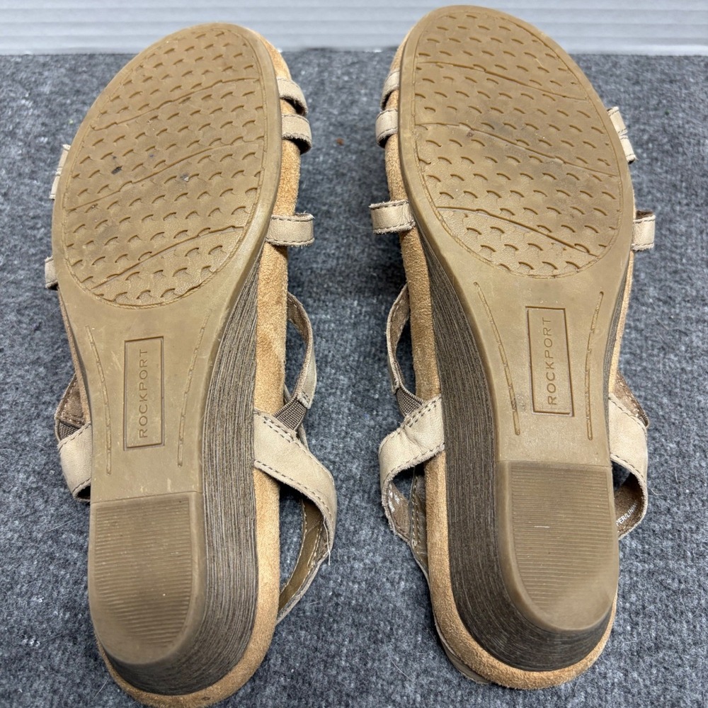 Rockport Cobb Hill Khari Khaki Leather Beaded Wedge Sandals 8N CCK02KHN - Picture 9 of 9